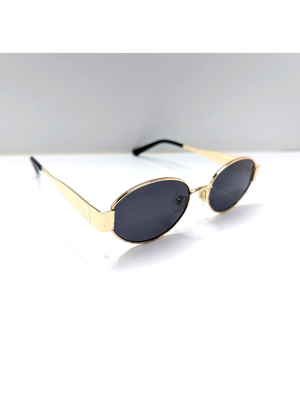 Sojos SJ1217 Retro Dark Gray UV400 Gold Metal Oval Unisex Sunglasses 55-19-145